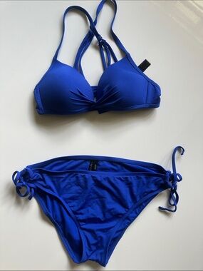 a.n.a Dark Bluish-Purple Strappy Tie-Side Bikini Set